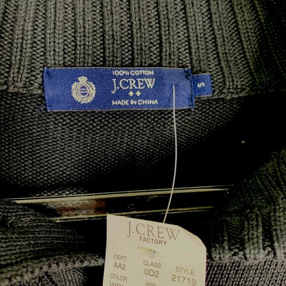 J Crew Mens Sweater Pullover Small Black Cotton Buttons New - Picture 6 of 8